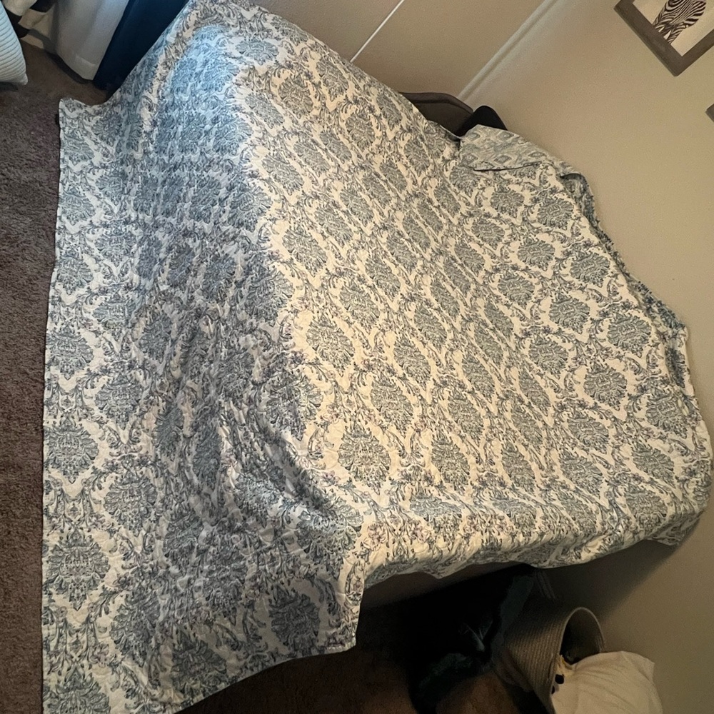 Elegant Blue and White print kind size comforter set